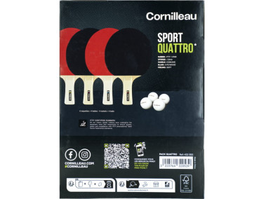 CORNILLEAU Sport Pack QUATTRO - Set 4 4 palas y pelotas ping pong packaging