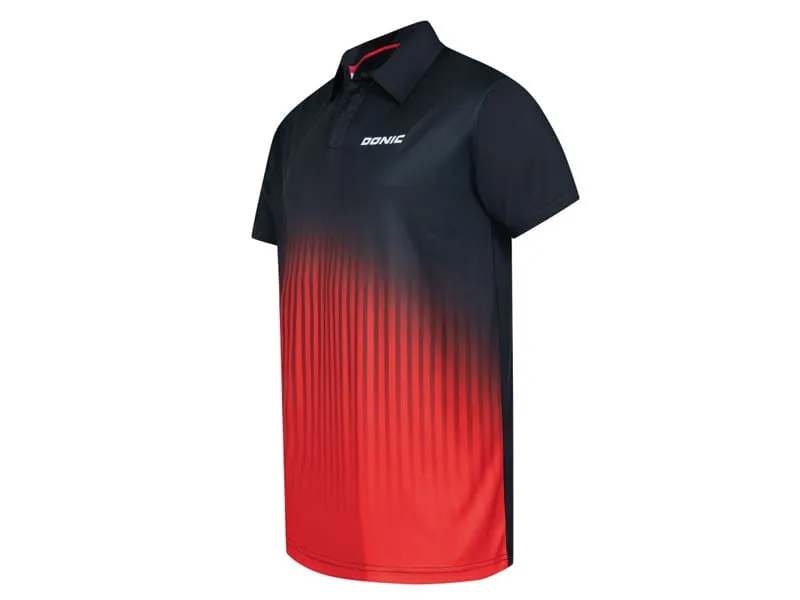 DONIC Polo NUVON Negro-Rojo 2