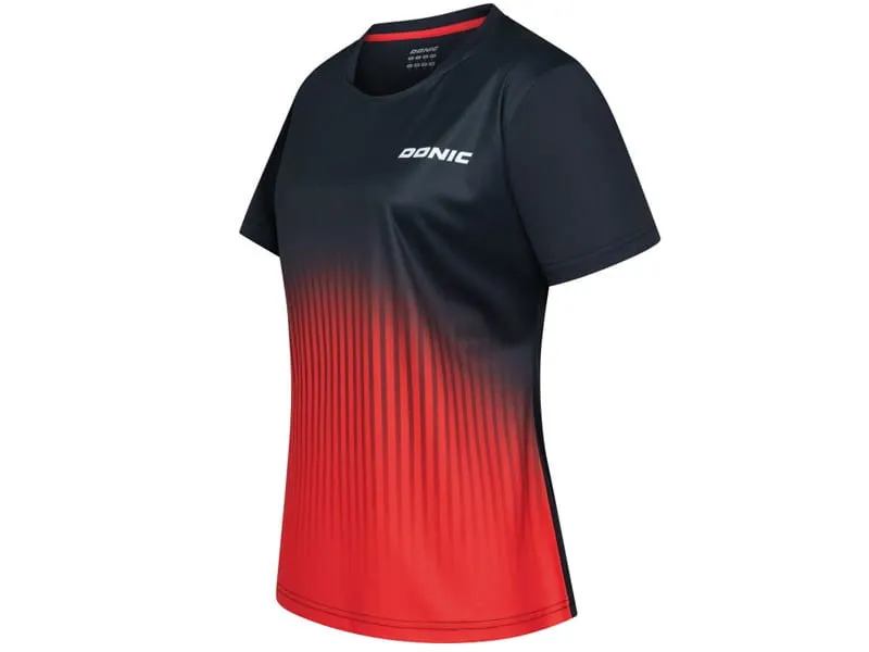 DONIC Polo NUVON LADY Negro-Rojo 2