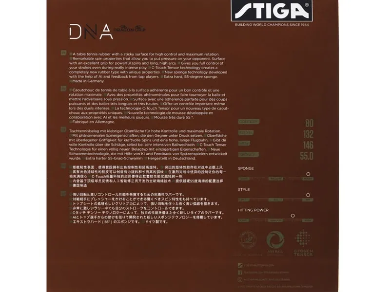 Goma de tenis de mesa STIGA DNA Dragon Grip 55