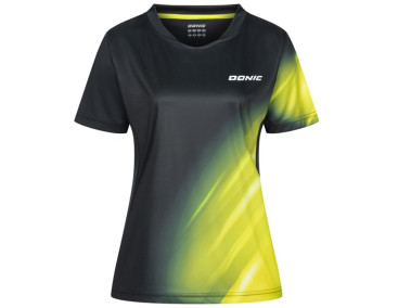 DONIC Polo Mujer FLAME Negro/Amarillo